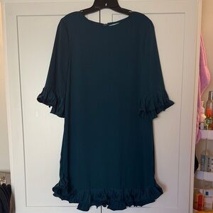 She + Sky Teal Long Sleeve Ruffle Dress